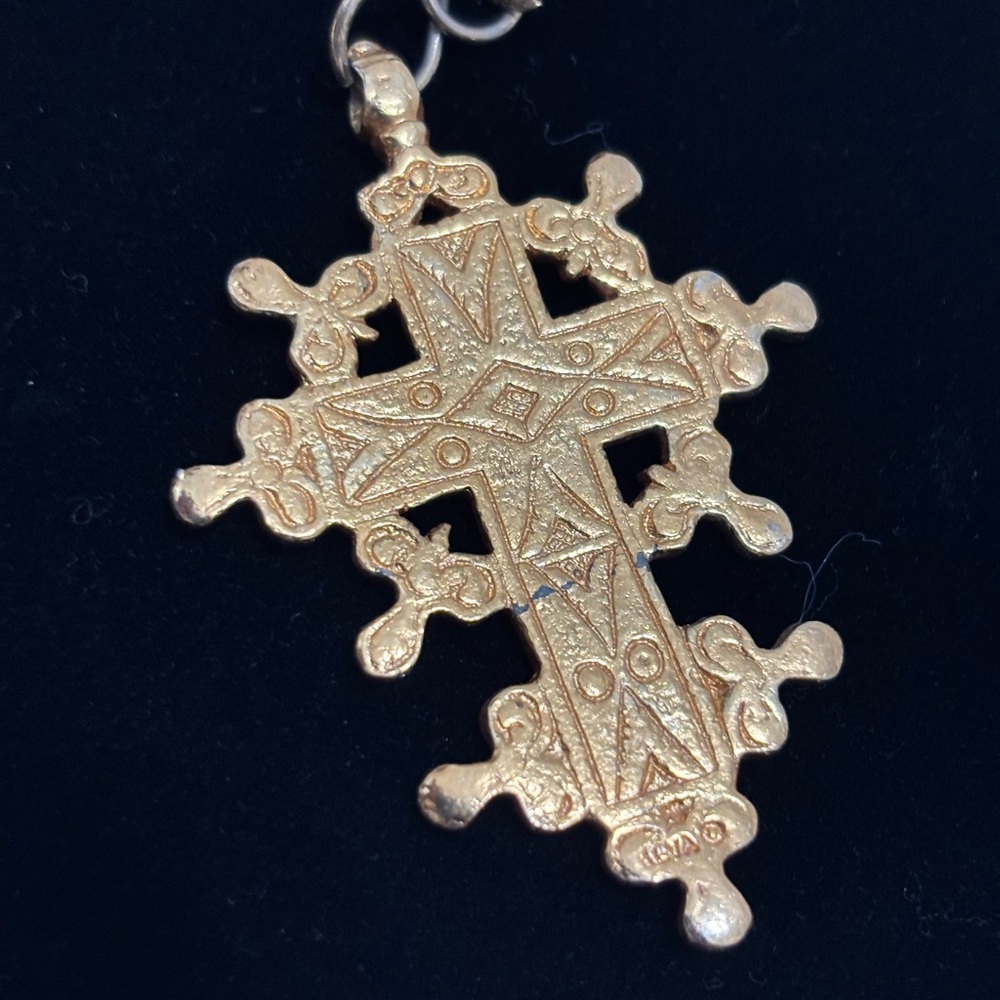 Alva Museum Replicas Alexandria Coptic Cross pendant necklace gold tone - Picture 3 of 5
